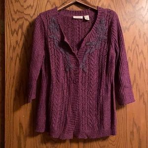 Magenta embroidered DKNY cardigan